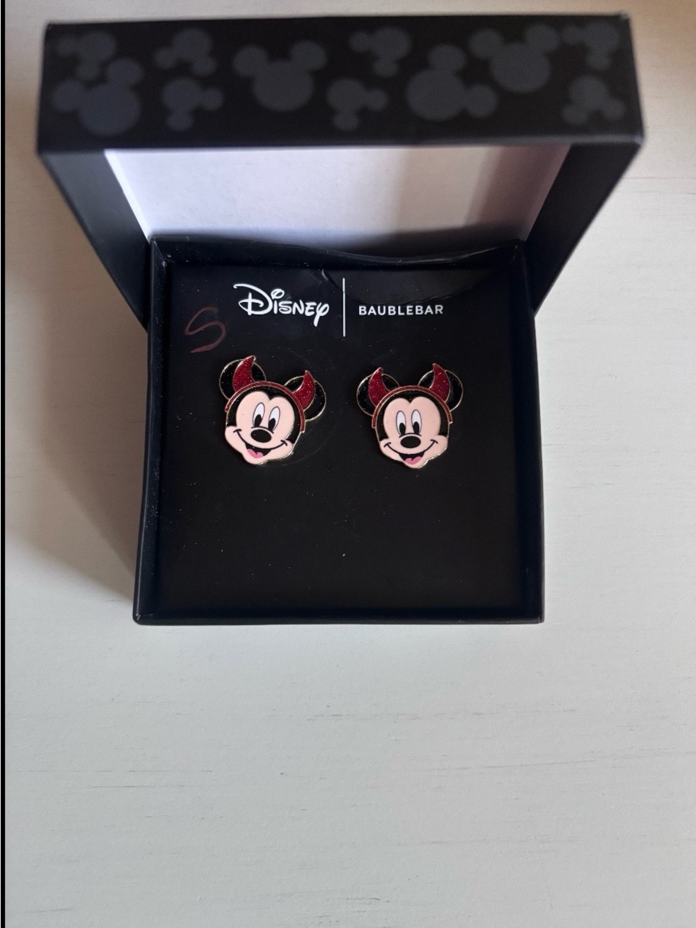 BaubleBar Disney Minnie Devil Ear Red and Black Stud Earrings